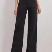 Women Black Jean Straight Fit High-Rise Stretchable Jeans