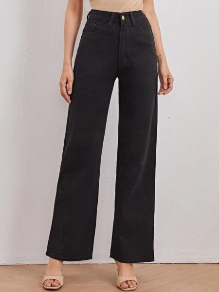 Women Black Jean Straight Fit High-Rise Stretchable Jeans