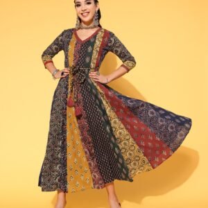 Anayna Women Red Floral Swirling Volume Dress