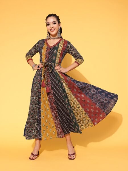 Anayna Women Red Floral Swirling Volume Dress