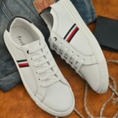 Men White Striped Sneakers